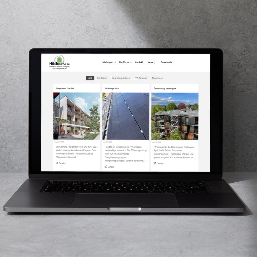 Blogartikel wie Newsbeiträge, Referenzprojekte oder sonstige Beiträge lassen sich auf der Webseite integrieren.