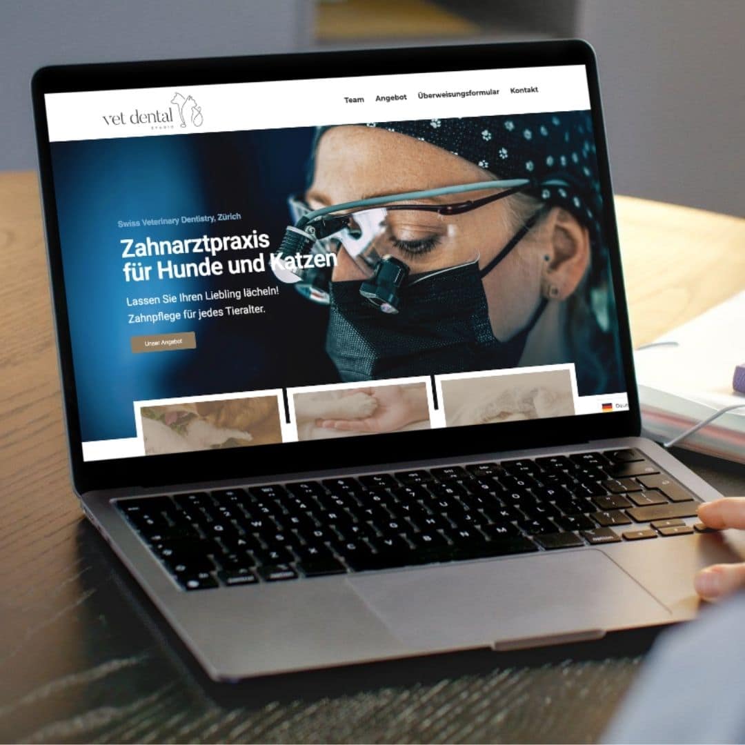 Webdesign Tierzahnäztin Affoltern am Albis. Startseite mit modernem Layout.